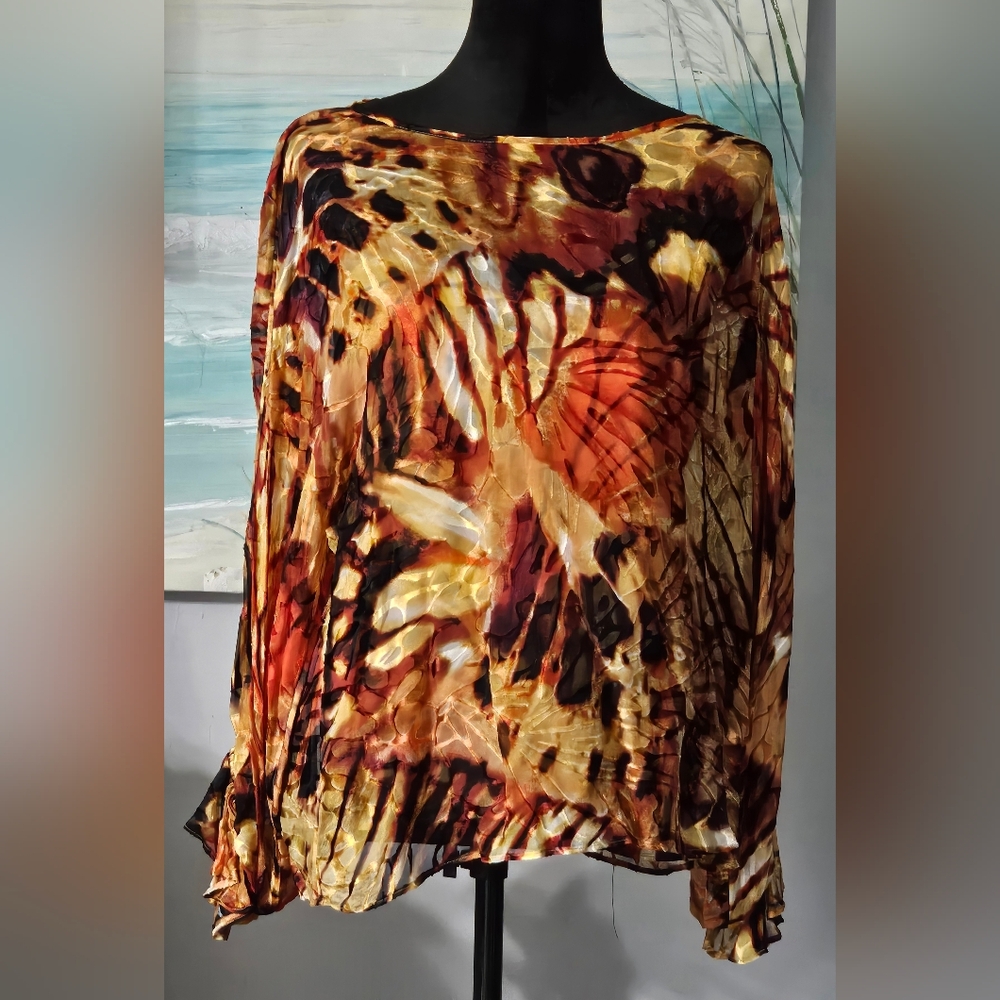 WHBM Long-Sleeve Boat Neck Blouse W/Cami Sz Medium